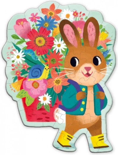 Mudpuppy puzzle with a greeting – bunny with a bouquet