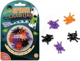 Sticky silicone spiders 3 cm – set of 12 pcs