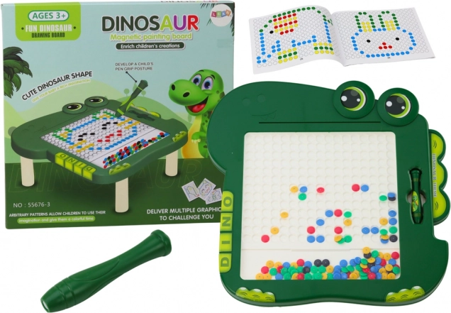 Magnetic Educational Board Dinosaur - Green with Beads