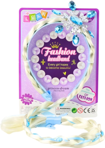 Long braid with blue ribbon