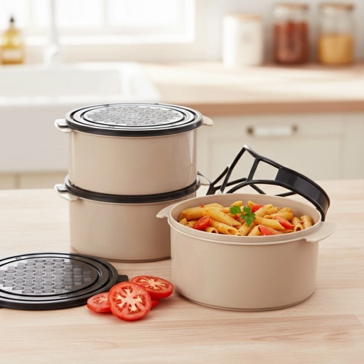 Tre contenitori separati per un pasto completo