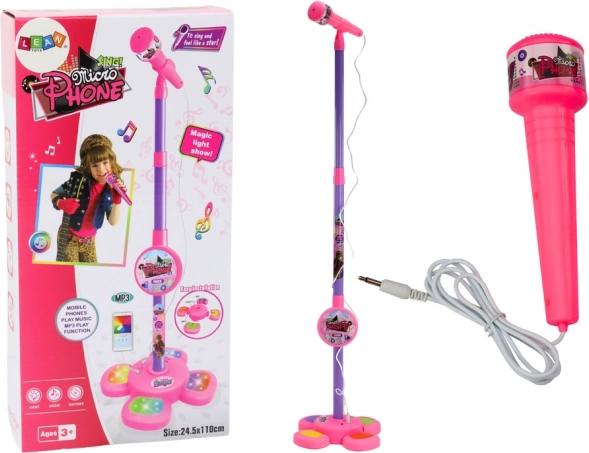 Children's adjustable microphone with tripod pink