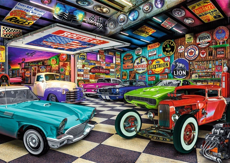 Trefl Puzzle Premium Plus Tea Time: Collector’s Garage of Cars 1000 Pieces