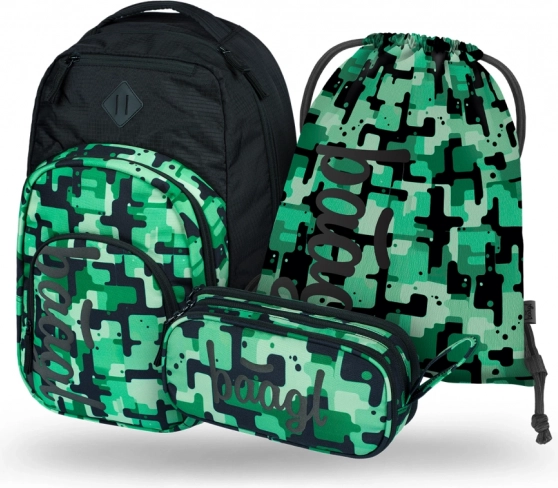 Set BAAGL Coolmate Green: backpack, pencil case, sack