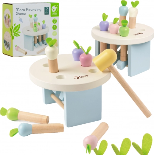 Houten spel Sla de wortel met een hamertje