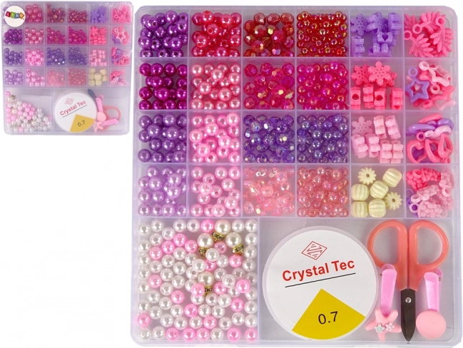 Kralenset voor het maken van sieraden met roze hangers