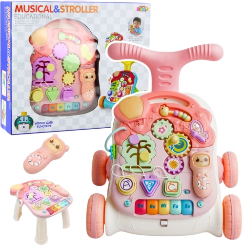 Educational Walker with Interactive Panel 5-in-1 Pink