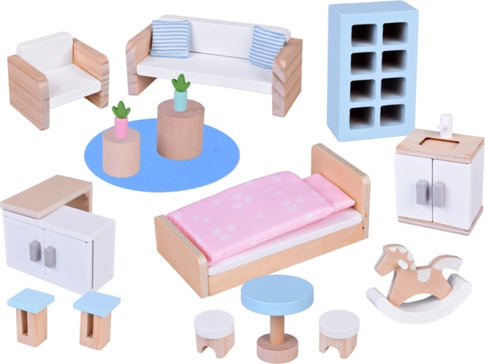 Umfangreiches Set aus Holzmöbeln