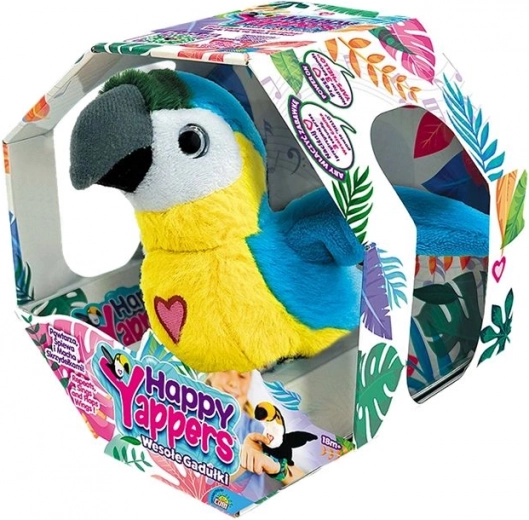 Interaktiv plysbåren papegøje Happy Yappers – blå, talende og gentager ord