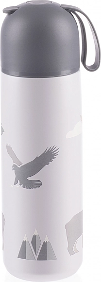 Vacuum-insulated thermos with silicone holder, 400 ml, mountains