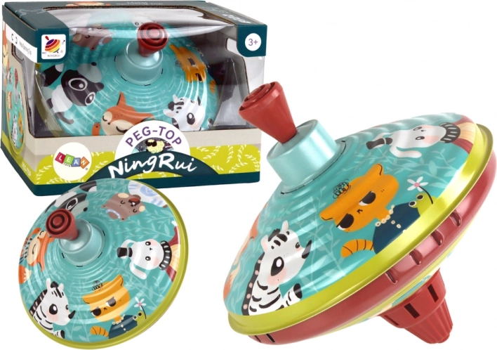 Metal spinning top toy with animals