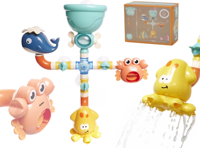 Children's bath water toy with animals and a waterfall