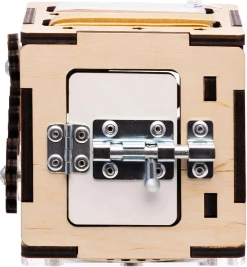 Door with latch and hinges