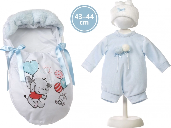 Sæt med tøj og kørepose til dukke NEW BORN 43–44 cm