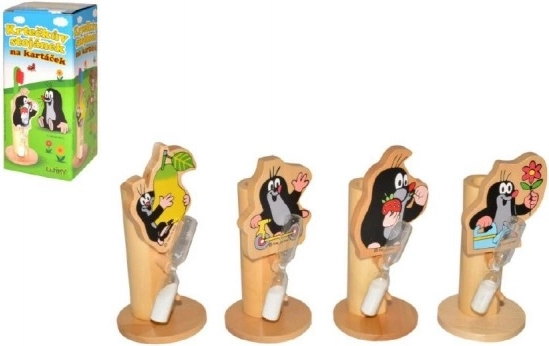 Wooden Toothbrush Holder Mole with Flower