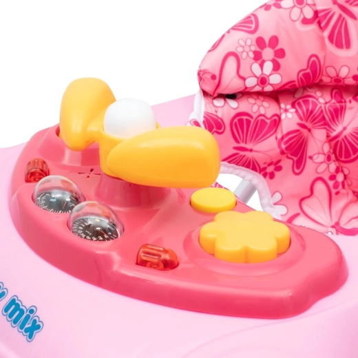 Interactive panel with lights, melodies, and steering wheel