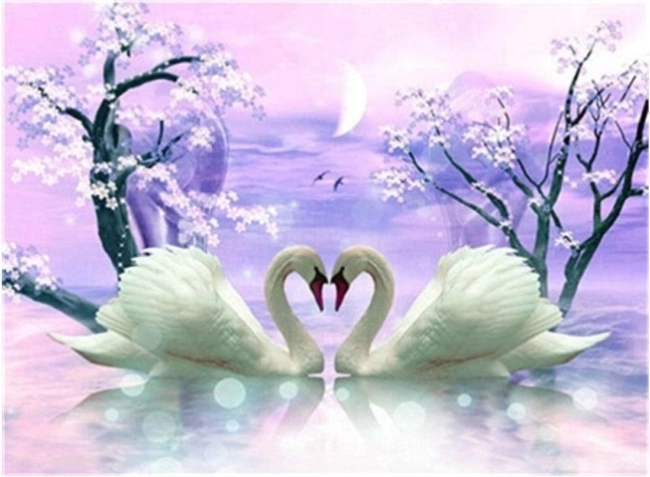 diamond painting Swan Love 30 × 40 cm
