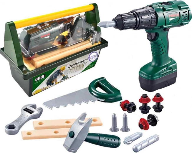 Stor værktøjssæt til børn Woopie med boremaskine, 15 dele