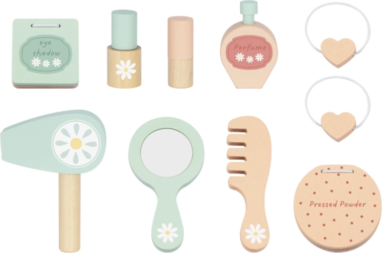 Riche ensemble d’accessoires cosmétiques en bois