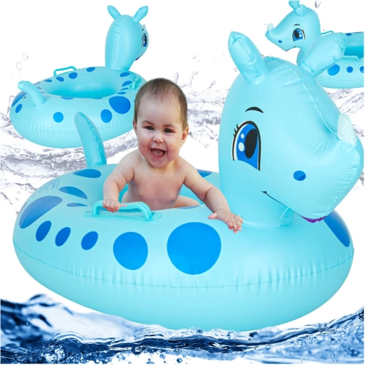 Bouée de bain gonflable pour enfants avec siège rhinocéros 1–3 ans jusqu’à 15 kg