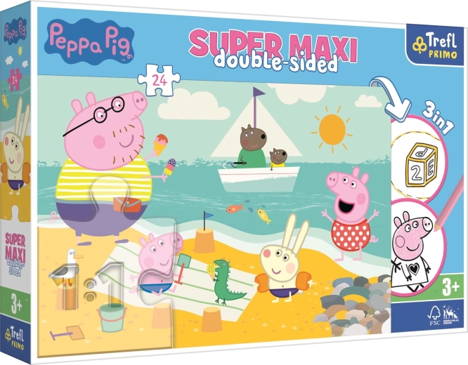Dubbelzijdige puzzel Peppa Pig SUPER MAXI 24 stukjes