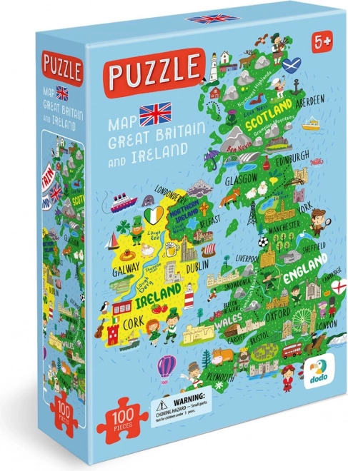 Map Puzzle of Great Britain and Northern Ireland 100 pieces DODO