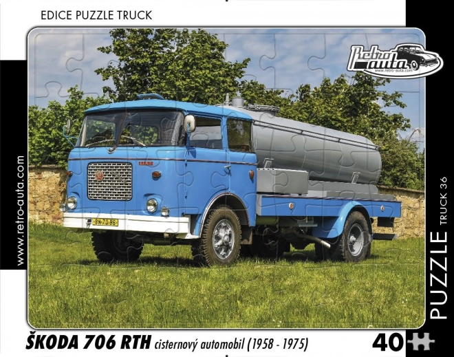 Retro Cars Puzzle Škoda 706 RTH Tanker Truck 40 Pieces