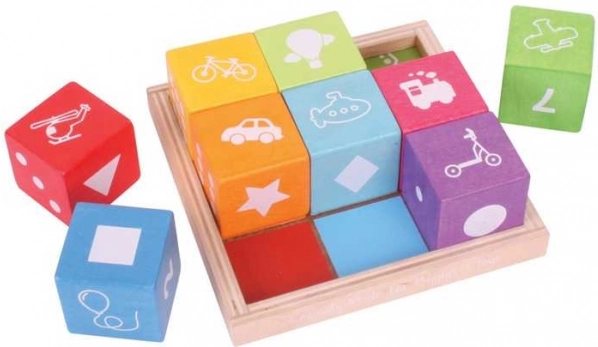 Bigjigs wooden picture blocks ABC with tray