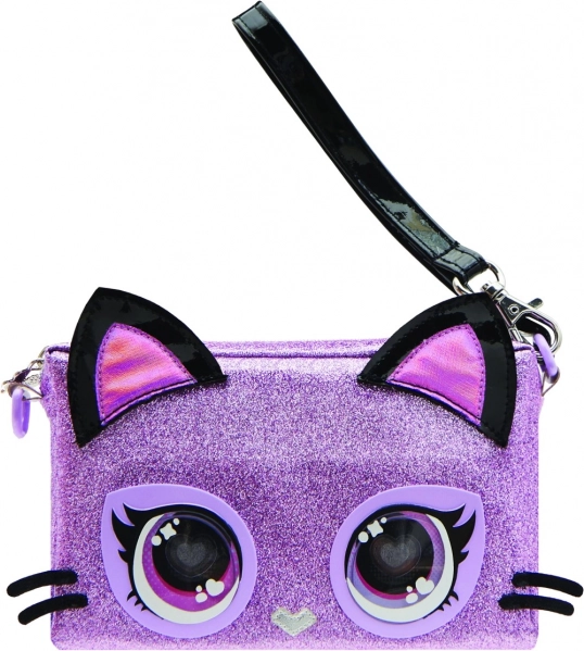 Interaktív táska PURSE PETS Purdy Purrfect – lila cica LED szemekkel