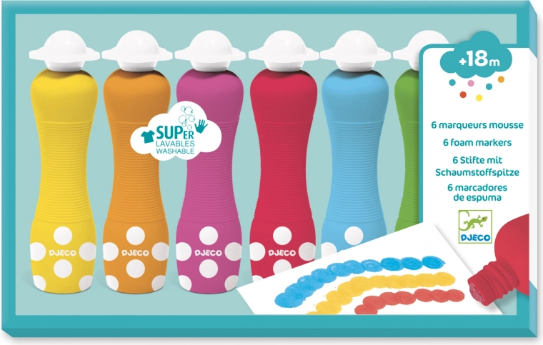 Djeco foam paints with sponge applicator for kids