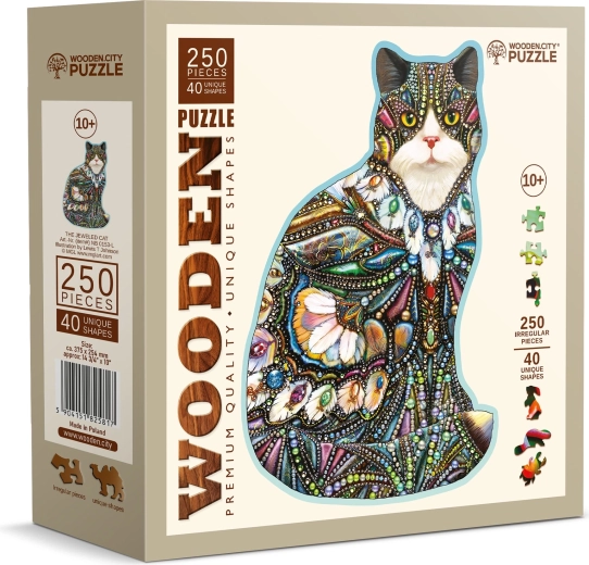 WOODEN CITY Wooden Puzzle Decorated Cat 250 Pieces