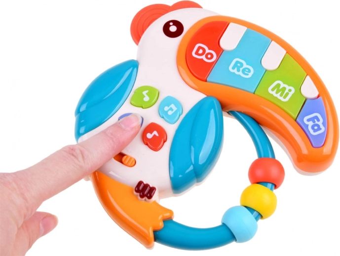 Handle with beads and soft teether