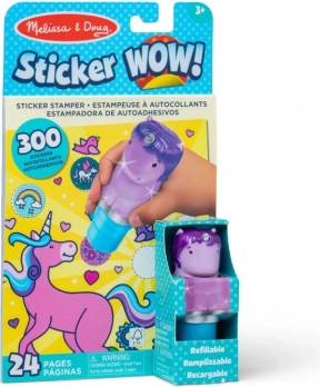 Sticker WOW! pečiatkovacia knižka s nálepkami – fialový jednorožec