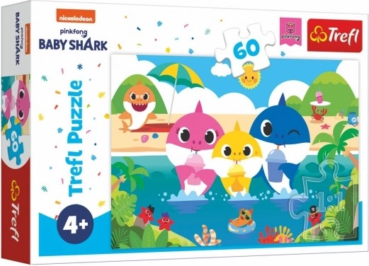 Puzzle Baby Shark – Shark Family on Vacation, 60 pieces (33 × 22 cm)