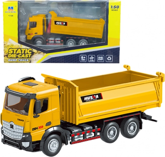 Metalen kiepwagen Huina geel 1:50