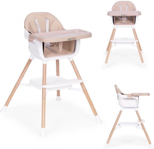 Dziecięce krzesełko do karmienia 2 w 1, beżowe, ECOTOYS