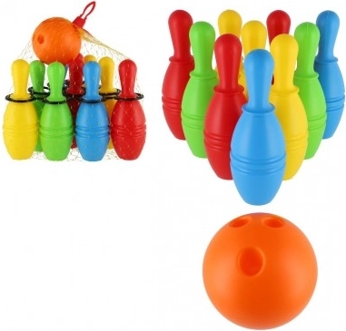 Plastic bowling pins 21 cm – set of 10 in net