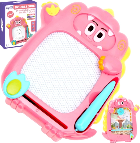 WOOPIE magnetic drawing board 2-in-1 with magic slate and flipper game – pink