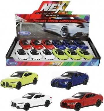 Kovový model auta Welly BMW M4 12 cm so spätným naťahovaním