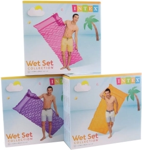 Inflatable water lounger 229 × 86 cm with wavy structure and pillow