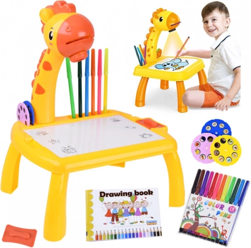 Kids’ Giraffe Projector with Drawing Table and 12 Markers – Giraffe