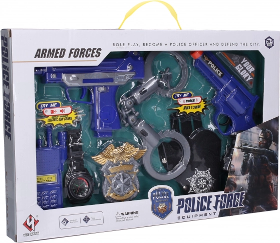 Police toy weapon set for kids 18 cm with sound effects