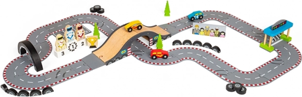 Bigjigs Rail drevená autodráha závodný deň