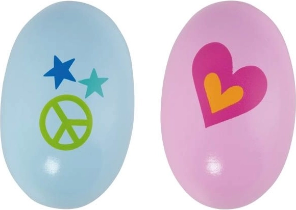 Houten maracas in de vorm van een ei – retrostijl uit de jaren 60