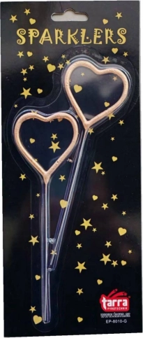 Gold heart-shaped sparklers 16.5 cm