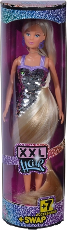 Poupée Steffi Love aux cheveux extra longs XXL et robe à paillettes