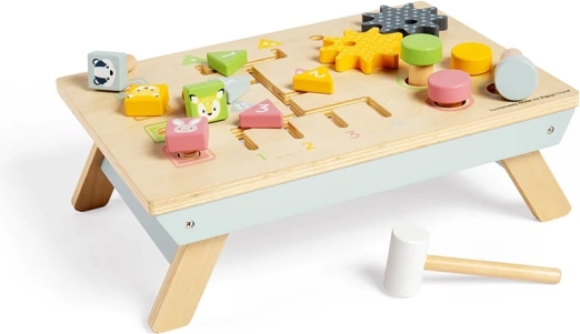 Bigjigs Toys établi d’activités en bois avec banc à marteler
