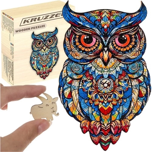 KRUZZEL wooden owl-themed puzzle