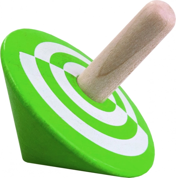 Wooden spinning top green DETOA