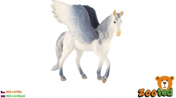 Pégase blanc-gris – figurine en plastique 14 cm